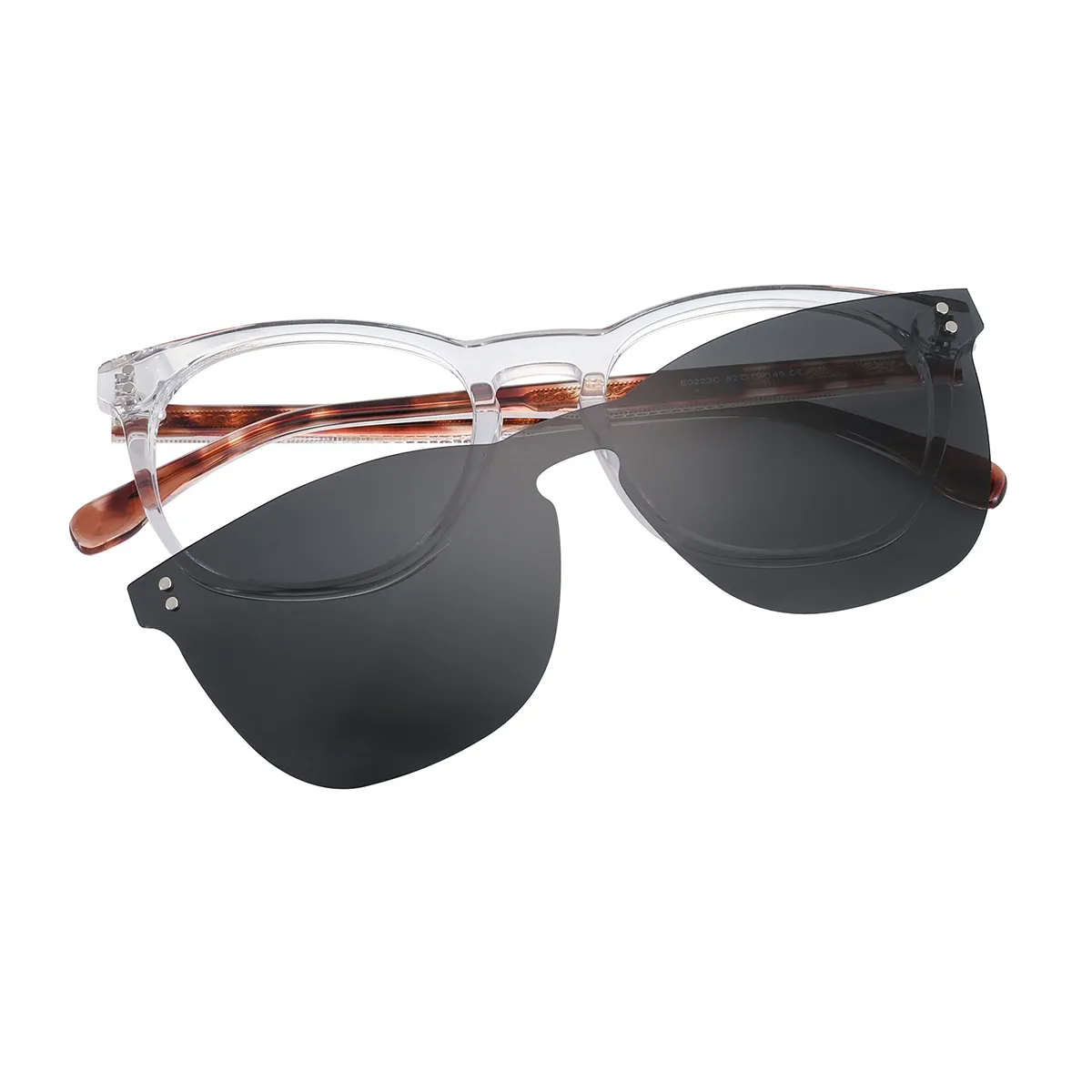 Ivan - Square Transparent Clip On Sunglasses for Men & Women